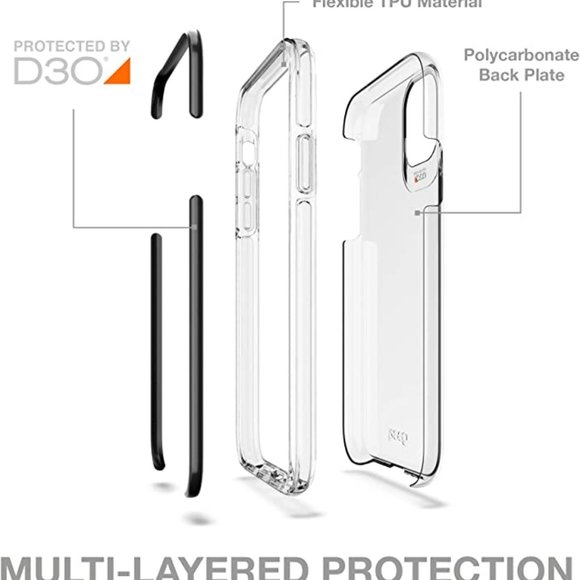 Gear4 Piccadilly Phone Case Compatible with iPhone 11, Transparent/Black Edging - Picture 3 of 3